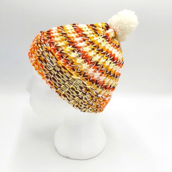 Handmade Loom Knit Fingerless Gloves Beanie Hat Toque Pompom Size Small Autumn - Picture 5 of 16